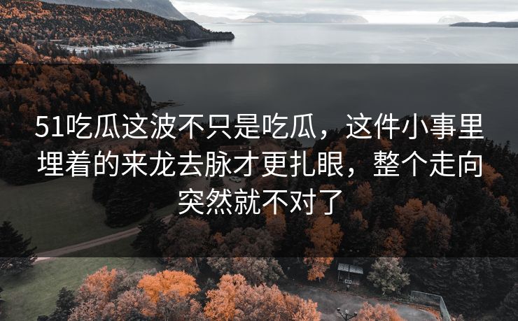 51吃瓜这波不只是吃瓜,这件小事里埋着的来龙去脉才更扎眼,整个走向突然就不对了